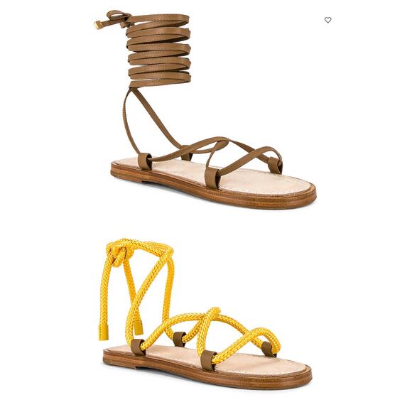 Rag & Bone Gladiator Sandal SIZE 6.5 Tan Festival Gold Ankle Wrap Laces $375 NEW - Picture 1 of 11